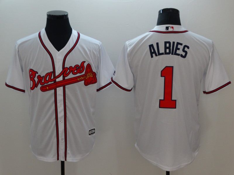 Men Atlanta Braves #1 Albies White Game MLB Jerseys